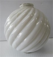 Vintage 5" Round Swirl White Milk Glass Lightning