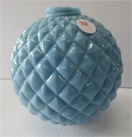 Vintage 5" Round Raised Quilt Blue Milk Glass