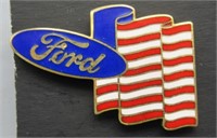 Ford with American Flag Red/White/Blue Pin.