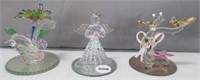 Spun glass figurines. Angel measures: 3"H.