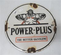 Porcelain Power Plus Gasoline sign. Measures: 9".