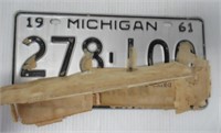 NOS 1961 Michigan Trailer Plate with Original