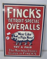 Fincks Detroit Special Overalls Sign. Measures
