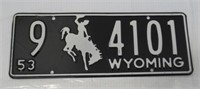 Rare 1953 Wyoming License Plate in Fantastic