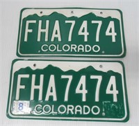 Nice Pair of Vintage Colorado Mountains License