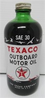 Texaco Outboard Motor Oil Glass Bottle.
