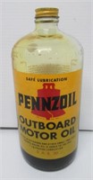 Pennzoil Outboard Motor Oil Glass Bottle.