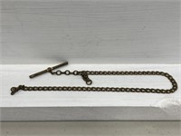 Vintage Gold Tone Pocket Watch Chain with a T Bar