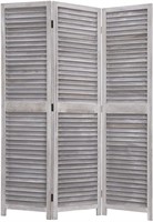 3-Panel Vintage Room Divider, Distressed Grey