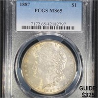 1887 Morgan Silver Dollar PCGS - MS65