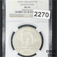 1929A Germany 5M Constitution NGC - MS64