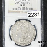 1882-O/S VAM-4 Recessed S Morgan Silver Dollar
