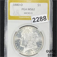 1880-O Micro O Morgan Silver Dollar PGA - MS62