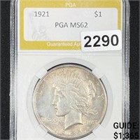 1921 Silver Peace Dollar PGA - MS62