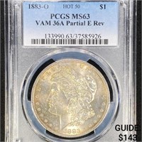 1883-O VAM36A Partial E Rev Morgan Silver Dollar