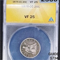 1875-CC Twenty Cent Piece ANACS - VF25