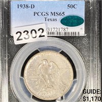 1938-D Texas Half Dollar PCGS - MS65