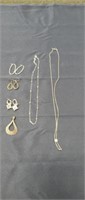 2 women's necklaces, 3 pairs earrings 925 jewelry