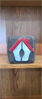 Customized stained glass birdhouse patio paver