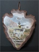 Scenic Mountains and Wolf on Arrowhead Clock