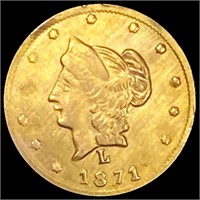 1871 Cal. Round Gold Half Dollar  UNCIRCULATED