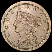 1849 Braided Hair Half Cent ABOUT UNCIRCULATED