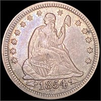 1854 'Arrows' Seated Liberty Quarter CLOSELY