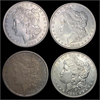 4 Morgan Silver Dollars ABOUT UNCIRCULATED