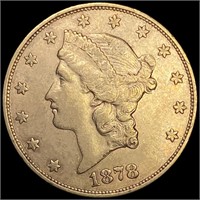 1878-S $20 Gold Double Eagle CLOSELY UNCIRCULATED