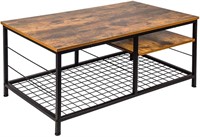 Industrial Coffee Table with Adjustable Shelf