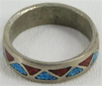 Mexican Silver Turquoise Ring - Size 12