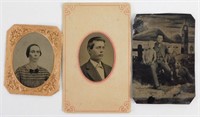 3 Antique Tin Type Photographs