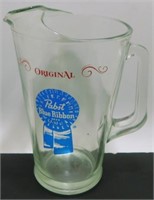 * Early Pabst Blue Ribbon Glass Beer Pitcher -