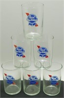 * 6 Pabst Blue Ribbon Beer Glasses - Shell Style