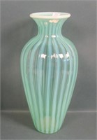 Fenton Green Opal # 891 Thin Rib 12" Vase