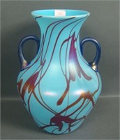 RARE 1920's Fenton Turquoise Karnak Art Glass Vase