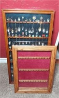 Collection of Souvenir Spoons in Wood Display