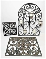 Metal Wall Mount Candle Holders & Plaque