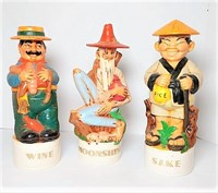 Vintage painted Ceramic Figural Decanters