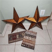 Five Point Metal Stars & Wall Décor Lot of 4