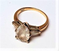 14K Ring with Inset Clear Stone
