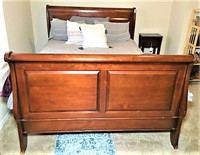 Queen Sleigh Bed with Bedding