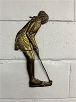 Solid brass India golfing lady vintage wall decor