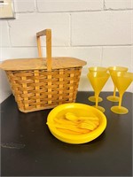Vintage picnic basket and accessories