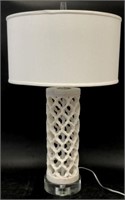 Round Arabesque Marble Lamp with Shade