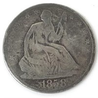 1858 - O Seated Liberty Half Dollar