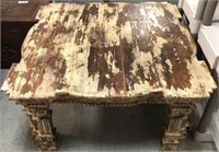 Distressed Ornately Carved Wood Coffee Table