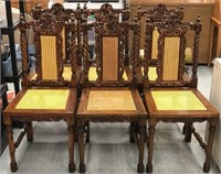 Ornate Dining Chairs with Cane Seats and Back
