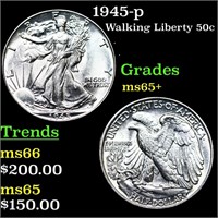1945-p Walking Liberty Half Dollar 50c Grades GEM+