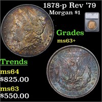 1878-p Rev '79 Morgan Dollar $1 Graded ms63+ By SE